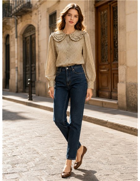 Camisa cuadros cuello bobo