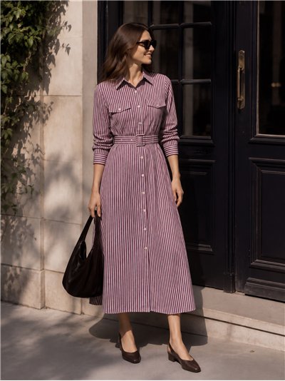 Vestido camisero rayas cinturón
