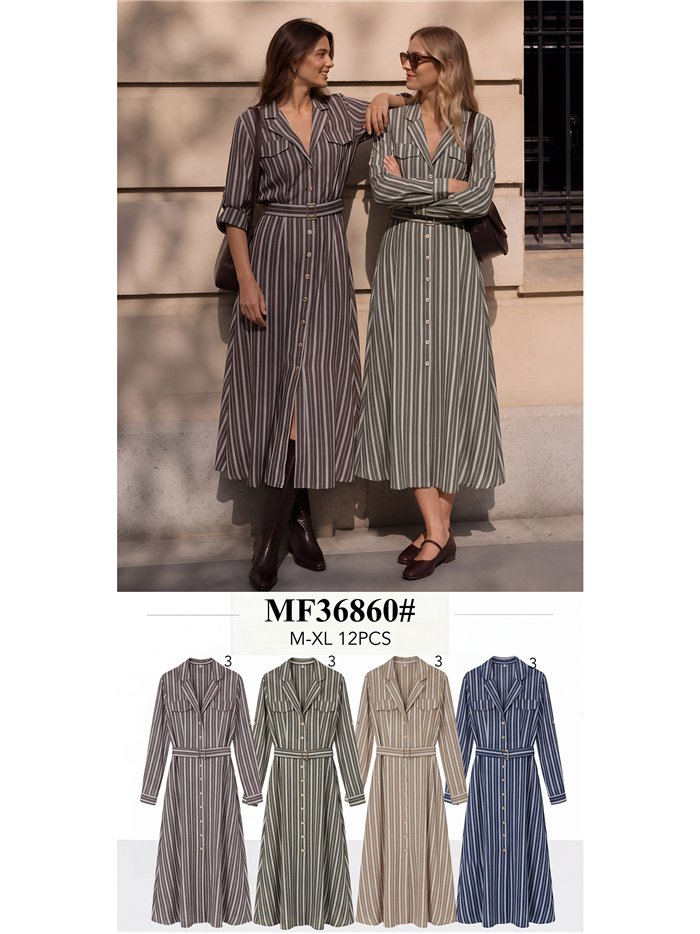 Vestido camisero rayas