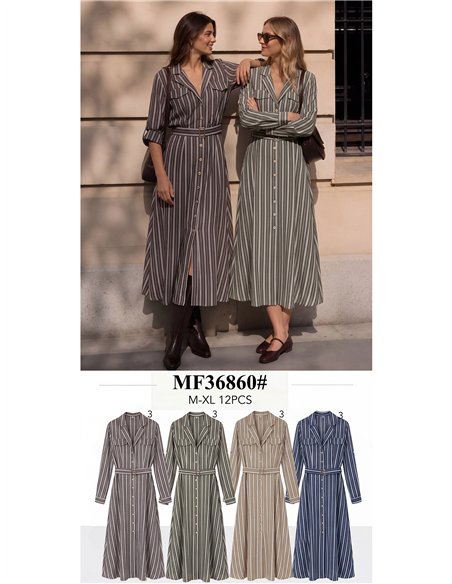Vestido camisero rayas