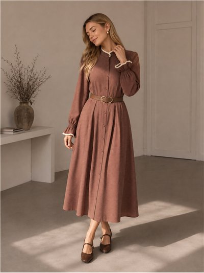 Vestido camisero lunares puntilla