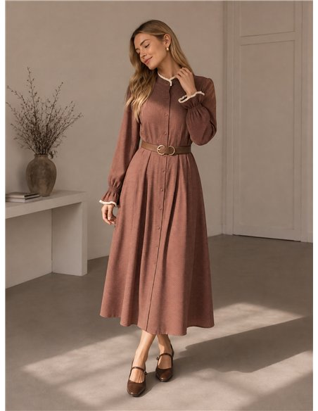 Vestido camisero lunares puntilla