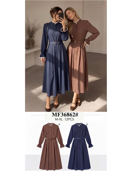 Vestido camisero lunares puntilla