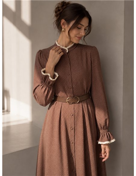 Vestido camisero lunares puntilla