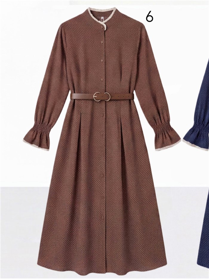 Vestido camisero lunares puntilla