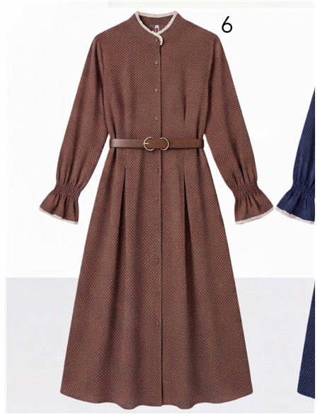 Vestido camisero lunares puntilla