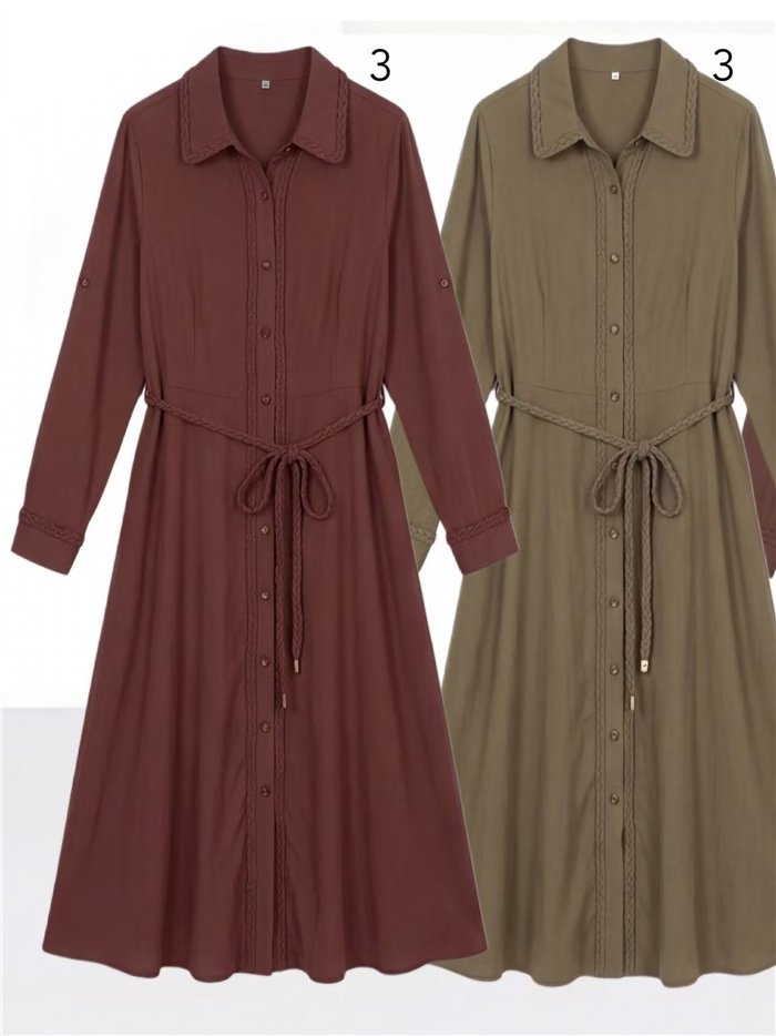 Vestido camisero largo pasamanería