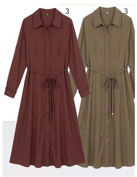 Vestido camisero largo pasamanería