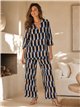 Conjunto blusa lycra estampada retro talla grande y pantalón
