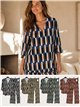 Conjunto blusa lycra estampada retro talla grande y pantalón