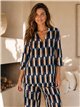 Conjunto blusa lycra estampada retro talla grande y pantalón