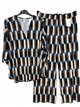 Conjunto blusa lycra estampada retro talla grande y pantalón