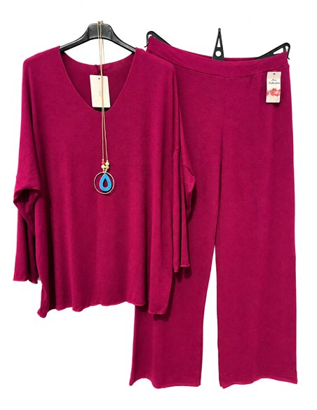 Conjunto jersey liso con collar talla grande y pantalón