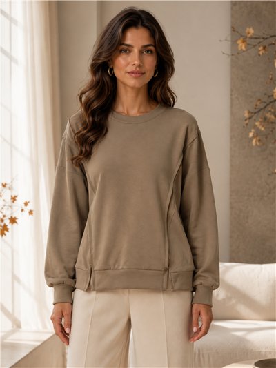 Chemisier uni grande taille avec coutures