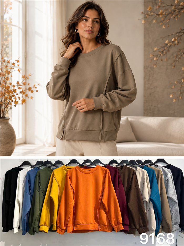 Blusa talla grande lisa con costuras