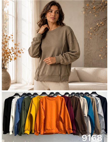 Blusa talla grande lisa con costuras