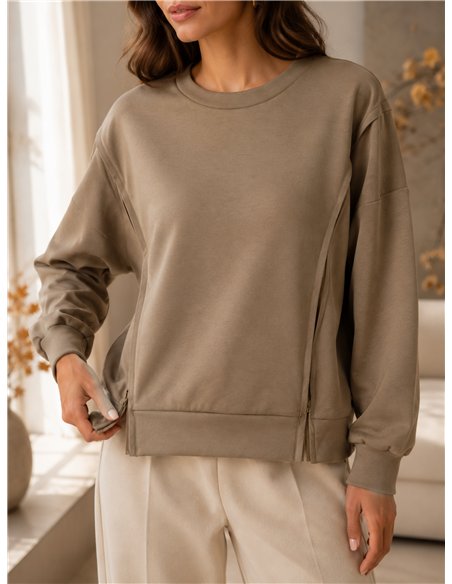 Blusa talla grande lisa con costuras