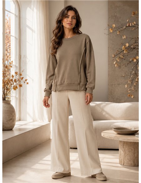 Blusa talla grande lisa con costuras