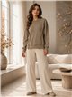 Blusa talla grande lisa con costuras