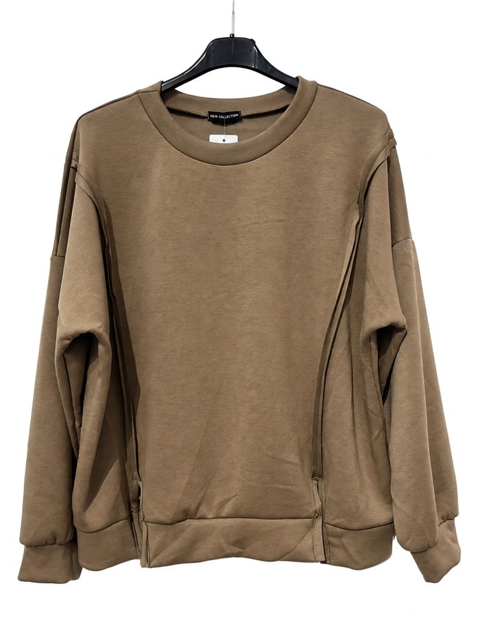 Blusa talla grande lisa con costuras