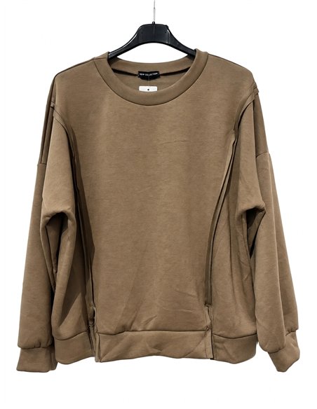 Blusa talla grande lisa con costuras