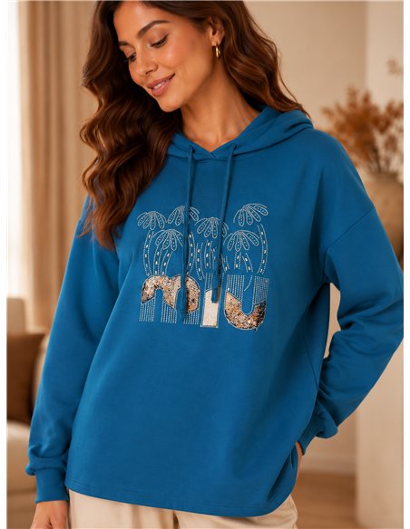 Sweat à capuche grande taille orné de strass
