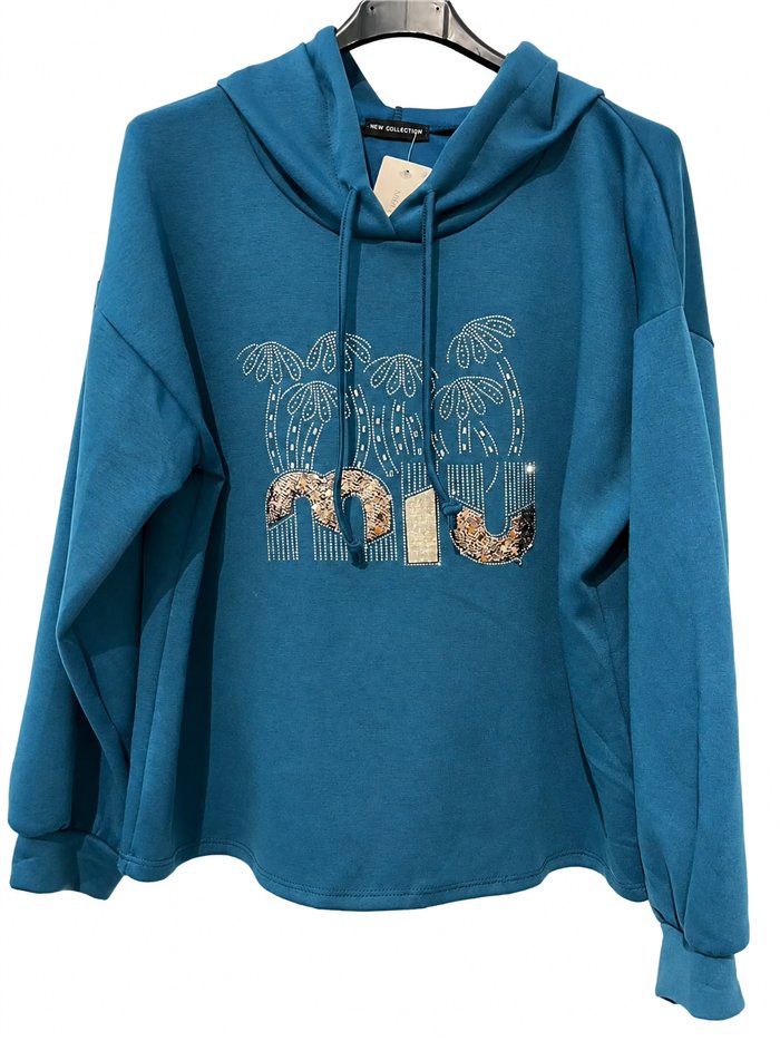 Sweat à capuche grande taille orné de strass
