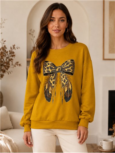 Sweat-shirt à nouer imprimé animal grande taille