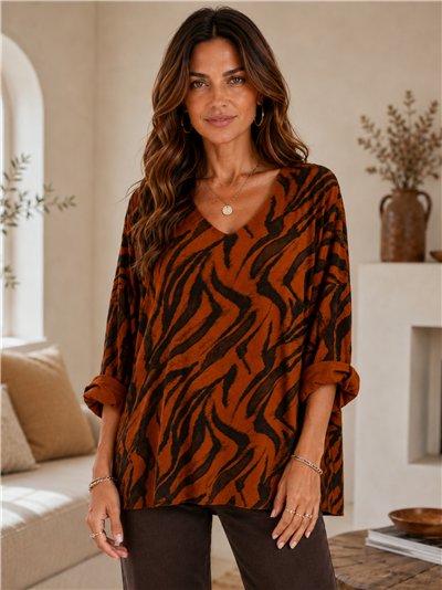 Jersey soft estampado animal talla grande