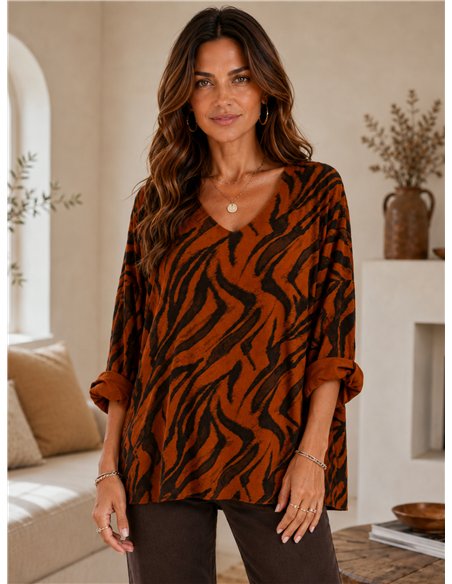 Jersey soft estampado animal talla grande