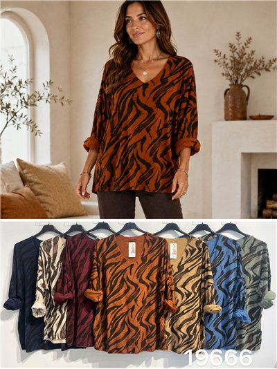 Jersey soft estampado animal talla grande 2