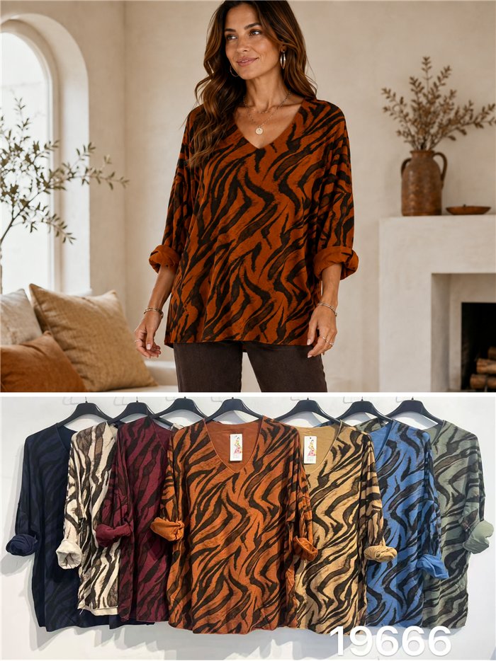 Jersey soft estampado animal talla grande