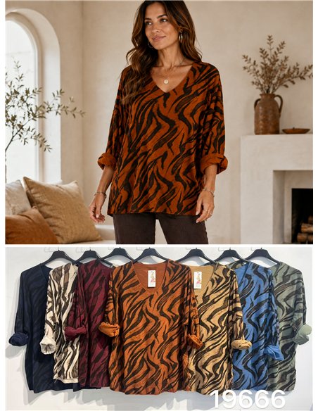 Jersey soft estampado animal talla grande