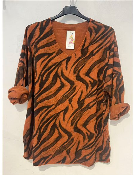 Jersey soft estampado animal talla grande