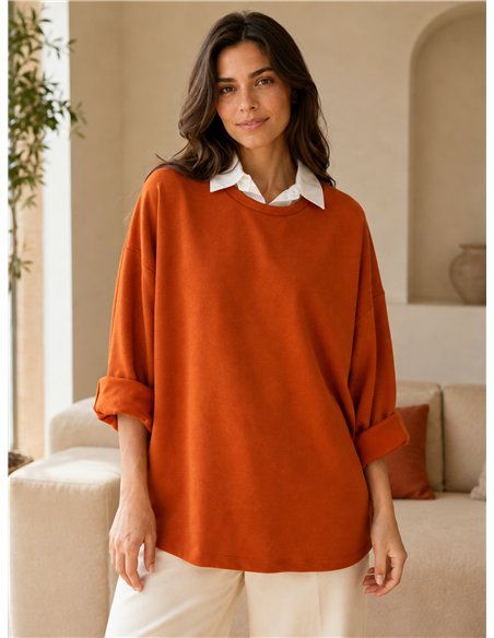 Sweatshirt in Übergröße mit Hemdkragen