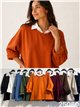 Felpa combinata taglie forti con colletto a camicia