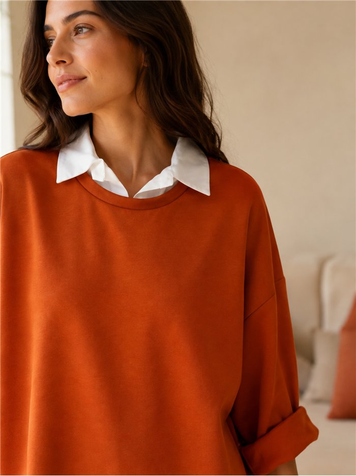 Sweatshirt in Übergröße mit Hemdkragen
