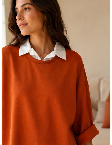 Sweatshirt in Übergröße mit Hemdkragen