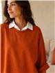 Felpa combinata taglie forti con colletto a camicia