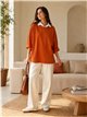 Felpa combinata taglie forti con colletto a camicia