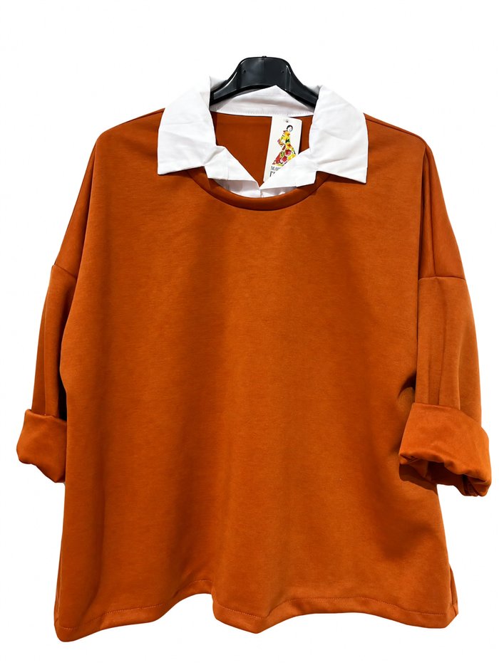 Sweatshirt in Übergröße mit Hemdkragen