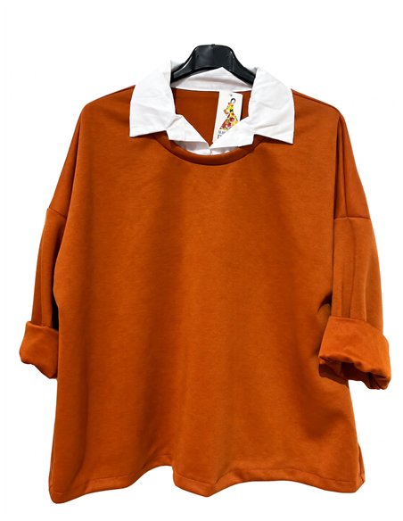 Sweatshirt in Übergröße mit Hemdkragen