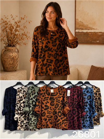 Oversized-Pullover mit weichem Leopardenmuster 2