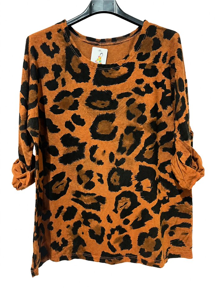 Maglione oversize morbido con stampa leopardata