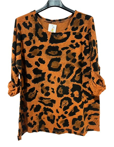 Maglione oversize morbido con stampa leopardata
