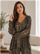 Completo composto da camicetta lunga con stampa animalier e glitter e pantaloni
