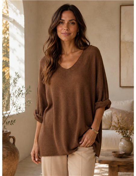 Plus size V neck sweater
