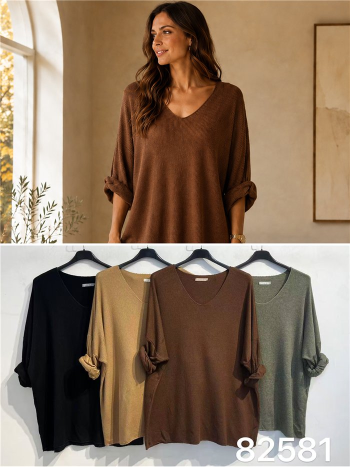 Plus size V neck sweater