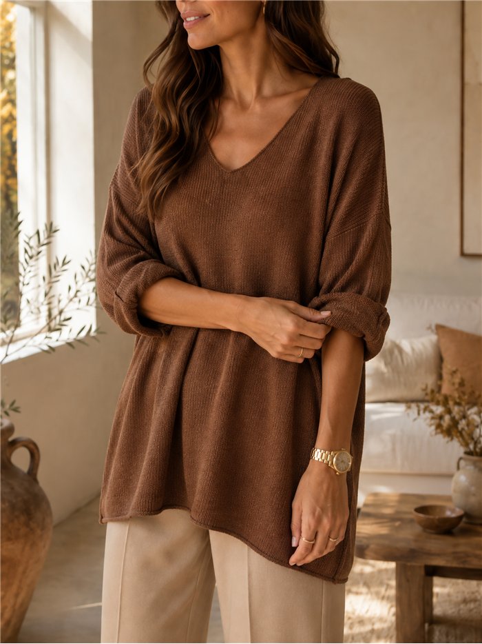 Plus size V neck sweater