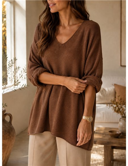 Plus size V neck sweater